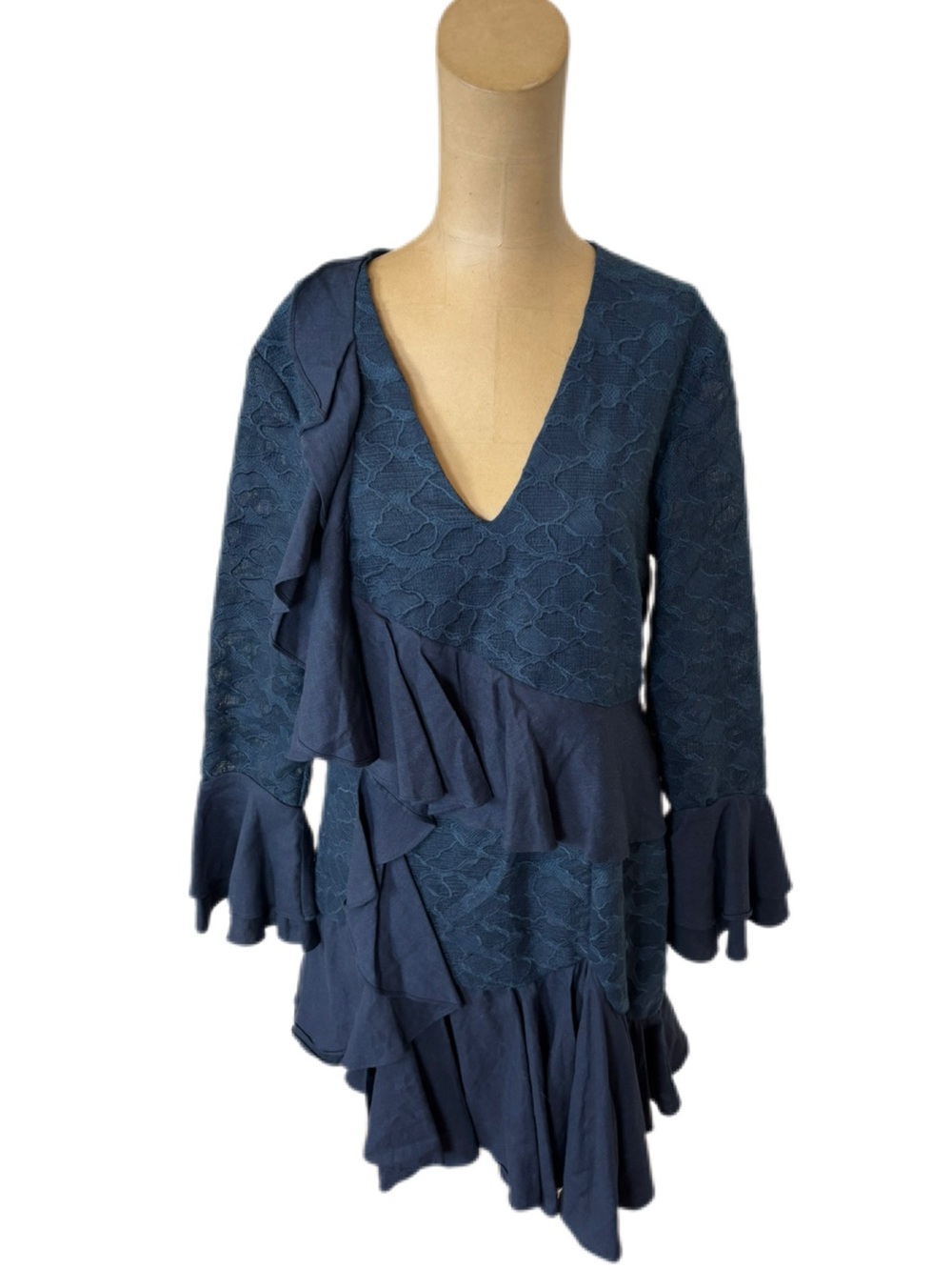 NWT! C/MEO Collective the Phase Long Sleeve Dress Navy Blue Size Large